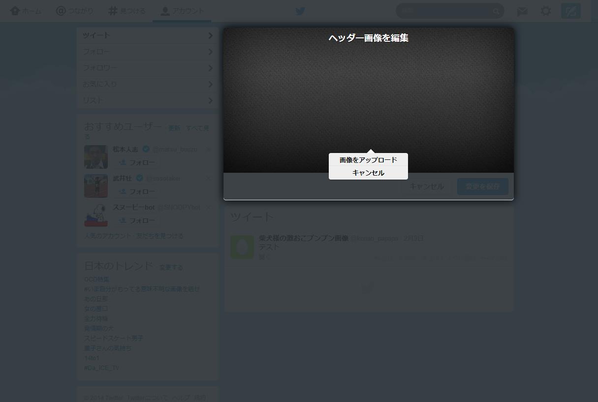 Twitter̃vtB[wi̐ݒO