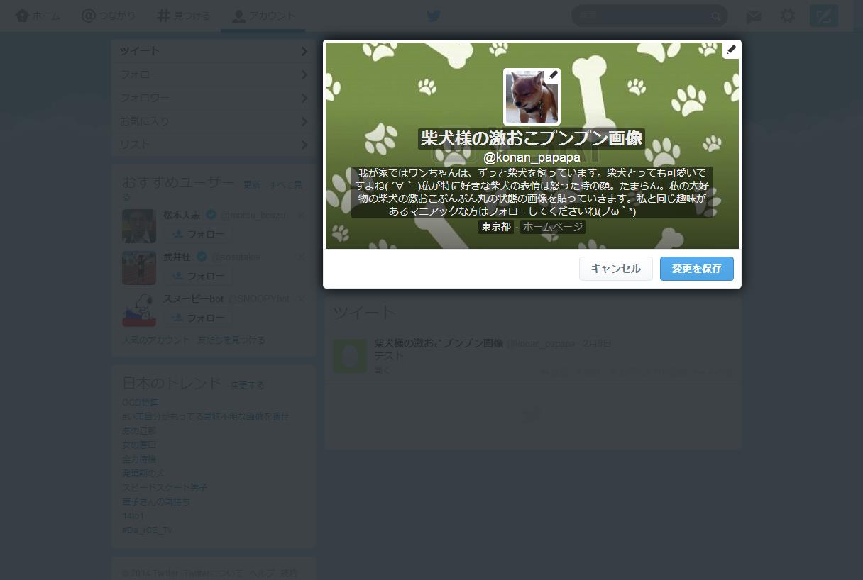 Twitter̃vtB[wi̐ݒ